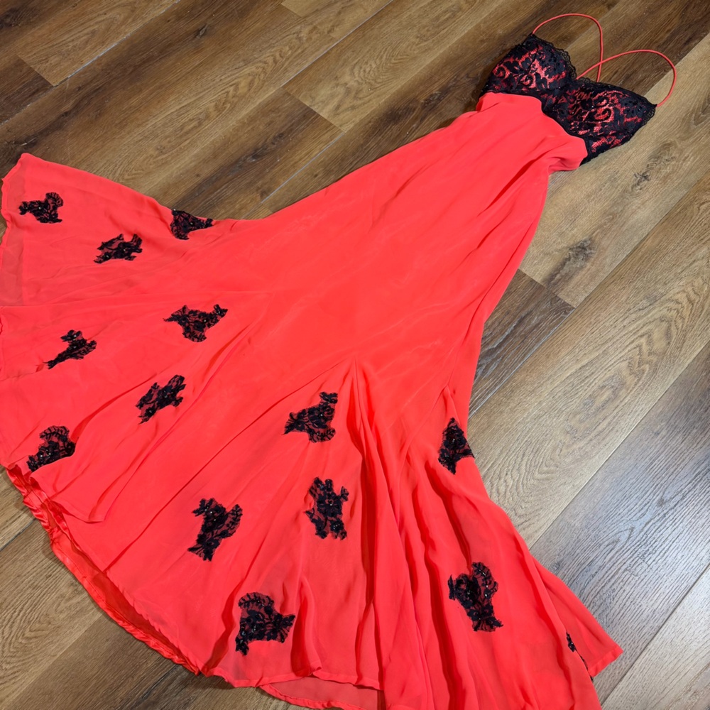 Vintage Y2K Beaded Dress Vintage Beaded Dress Black Red Lace Whimsigoth Prom - Picture 10 of 14